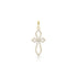 Dominique Cohen delicate deco cross enhancer, hinged bail, in white diamonds and 18k yellow gold <span class='visuallyhidden'>Call, text 323-404-2959 for shopping help.</span>