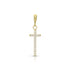 narrow medium cross enhancer on hinged bail, in white diamonds and yellow gold <span class='visuallyhidden'>Call, text 323-404-2959 for shopping help.</span>