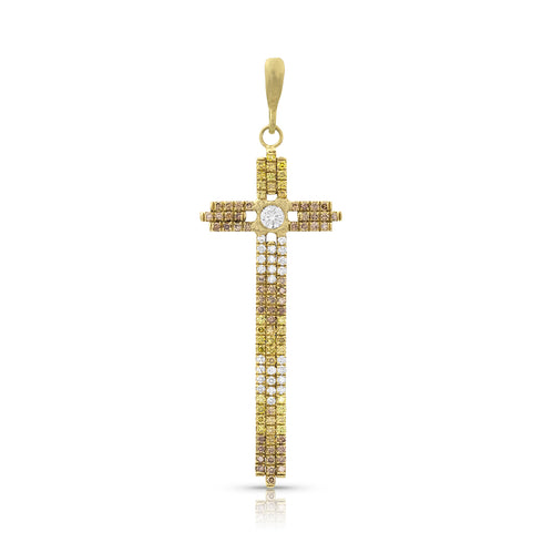 our New Mexico cross enhancer<br>in yellow, champagne, and white diamonds <span class='visuallyhidden'>Call or text 323-404-2959 if you need shopping assistance.</span>