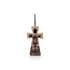 Bespoke 18k rose gold cross intricately detailed in black diamonds and champagne diamonds. <span class='visuallyhidden'>Call, text 323-404-2959 for shopping help.</span>