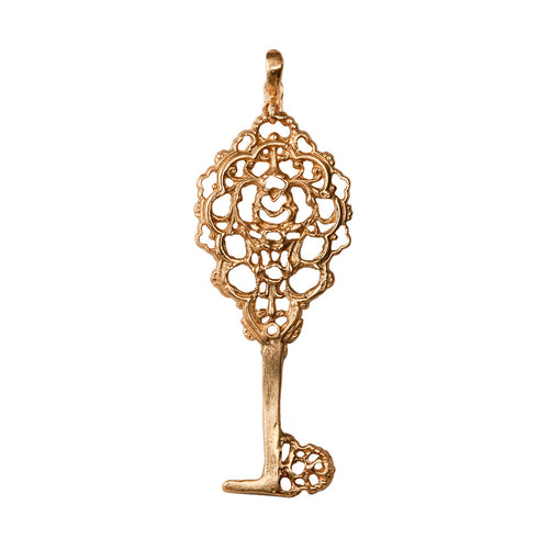 Dominique Cohen floral lace enhancer, large size, on hinged bail, in 18k rose gold <span class='visuallyhidden'>Call or text 323-404-2959 if you need shopping assistance.</span>