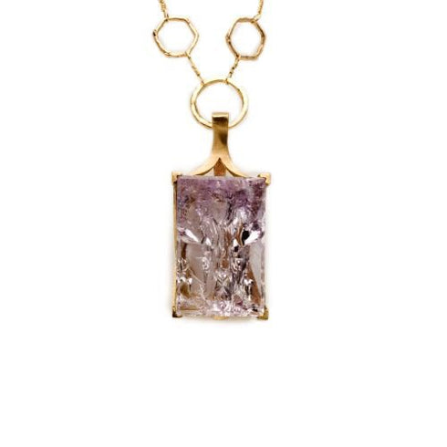 Dominique Cohen cleaved amethyst rectangular enhancer, in 18k rose gold <span class='visuallyhidden'>Call or text 323-404-2959 if you need shopping assistance.</span>