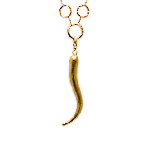 Dominique Cohen Italian horn enhaner, medium size, on hinged bail, in 18k yellow gold <span class='visuallyhidden'>Call or text 323-404-2959 if you need shopping assistance.</span>