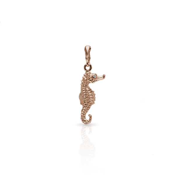 Dominique Cohen diamond-kissed seahorse enhancer, on hinged bail, in 18k rose gold <span class='visuallyhidden'>Call or text 323-404-2959 if you need shopping assistance.</span>