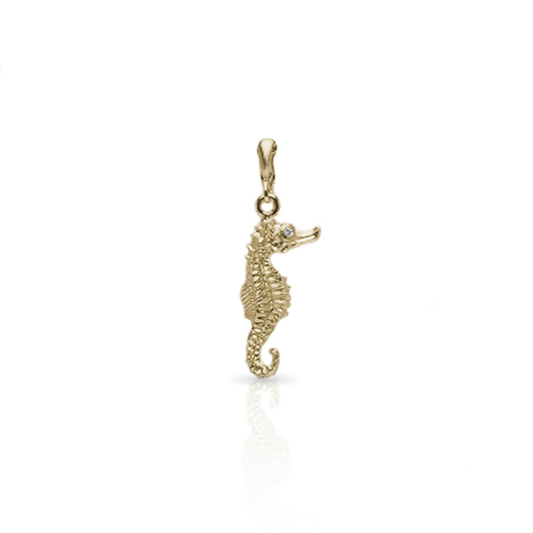 Dominique Cohen diamond-kissed seahorse enhancer, on hinged bail, in 18k yellow gold <span class='visuallyhidden'>Call or text 323-404-2959 if you need shopping assistance.</span>