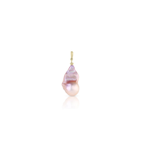 irredescent baroque fireball pearl,<br>with yellow gold bail <span class='visuallyhidden'>Call or text 323-404-2959 if you need shopping assistance.</span>
