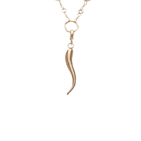 Dominique Cohen Italian horn enhaner, small size, on hinged bail, in 18k rose gold <span class='visuallyhidden'>Call or text 323-404-2959 if you need shopping assistance.</span>