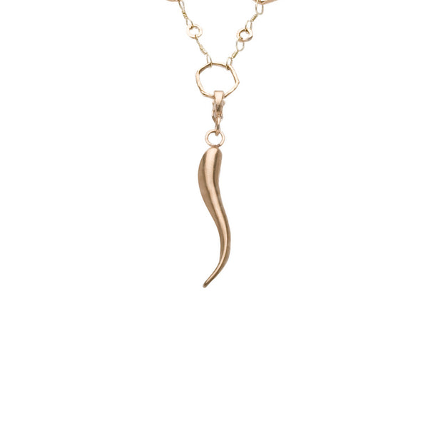 Dominique Cohen Italian horn enhaner, small size, on hinged bail, in 18k rose gold <span class='visuallyhidden'>Call or text 323-404-2959 if you need shopping assistance.</span>