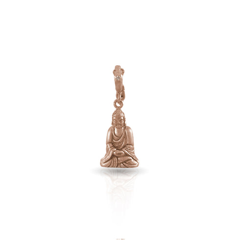 Dominique Cohen diamond-kissed seated Buddha enhancer, on hinged bail, in 18k rose gold <span class='visuallyhidden'>Call or text 323-404-2959 if you need shopping assistance.</span>