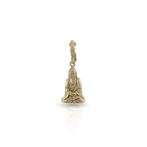 Dominique Cohen diamond-kissed seated Buddha enhancer, on hinged bail, in 18k yellow gold <span class='visuallyhidden'>Call or text 323-404-2959 if you need shopping assistance.</span>