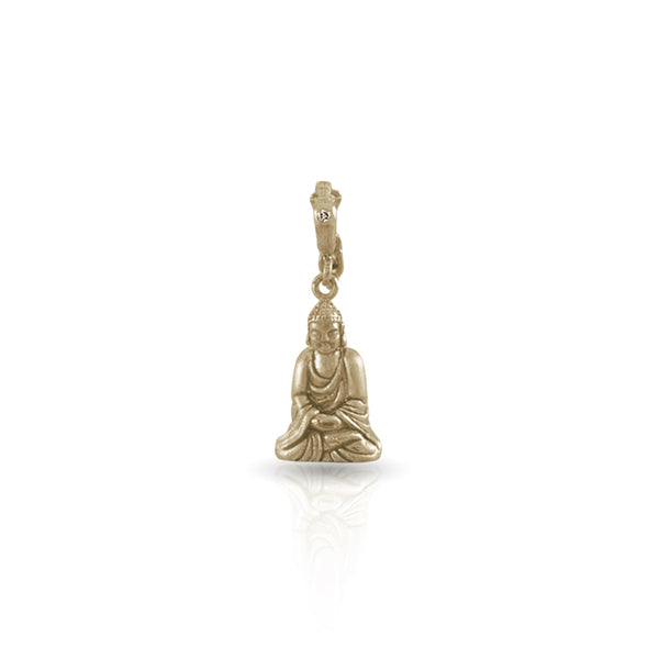 Dominique Cohen diamond-kissed seated Buddha enhancer, on hinged bail, in 18k yellow gold <span class='visuallyhidden'>Call or text 323-404-2959 if you need shopping assistance.</span>