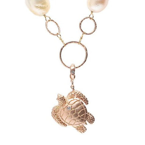 Dominique Cohen intricately carved turtle charm enhancer with diamond, on hinged bail, in 18k rose gold <span class='visuallyhidden'>Call or text 323-404-2959 if you need shopping assistance.</span>