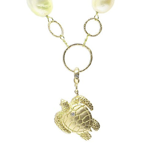 Dominique Cohen intricately carved turtle charm enhancer with diamond, on hinged bail, in 18k yellow gold <span class='visuallyhidden'>Call or text 323-404-2959 if you need shopping assistance.</span>