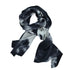 our long scarf, in silk charmeuse<br>double hand-dyed creme and black <span class='visuallyhidden'>Call or text 323-404-2959 if you need shopping assistance.</span>