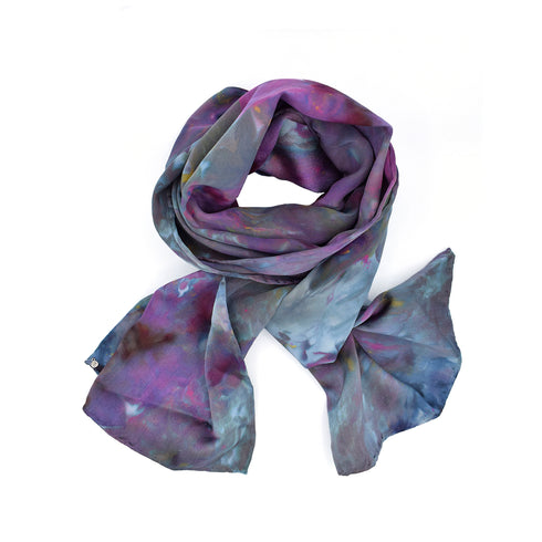 our long scarf, in silk charmeuse<br>double hand-dyed in peony and gunmetal <span class='visuallyhidden'>Call or text 323-404-2959 if you need shopping assistance.</span>