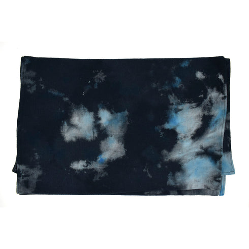 our long scarf, in cotton<br>double hand-dyed in hues of baby blue and black <span class='visuallyhidden'>Call or text 323-404-2959 if you need shopping assistance.</span>