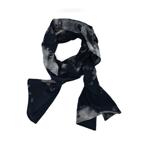 long cotton scarf, hand-dyed<br>in sultry shades of black and creme <span class='visuallyhidden'>Call or text 323-404-2959 if you need shopping assistance.</span>