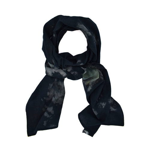 long cotton scarf, hand-dyed<br>in sultry shades of black and sage <span class='visuallyhidden'>Call or text 323-404-2959 if you need shopping assistance.</span>
