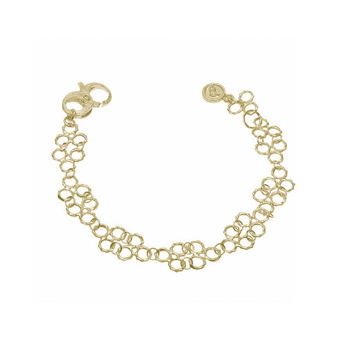 bamboo-texture 18k links in honeycomb mesh pattern,<br>a graceful, beautiful chain bracelet <span class='visuallyhidden'>Call or text 323-404-2959 if you need shopping assistance.</span>