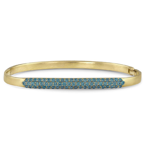 pavé blue diamond hinged huggie bangle, <br>in 18k yellow gold <span class='visuallyhidden'>Call, text 323-404-2959 for shopping help.</span>