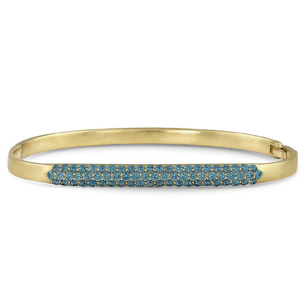 pavé blue diamond hinged huggie bangle, <br>in 18k yellow gold <span class='visuallyhidden'>Call, text 323-404-2959 for shopping help.</span>