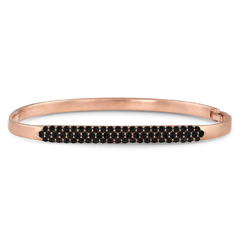 pavé black diamond hinged huggie bangle, <br>in 18k rose gold <span class='visuallyhidden'>Call, text 323-404-2959 for shopping help.</span>