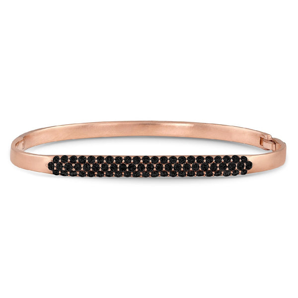 pavé black diamond hinged huggie bangle, <br>in 18k rose gold <span class='visuallyhidden'>Call, text 323-404-2959 for shopping help.</span>