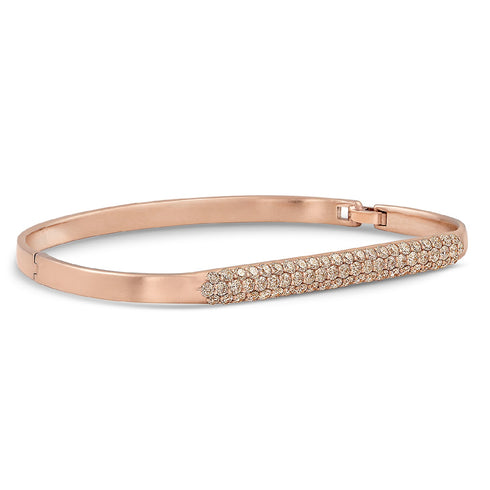 custom fit hinged huggie bangle, diamond pave style, in champagne diamonds and rose gold <span class='visuallyhidden'>Call, text 323-404-2959 for shopping help.</span>