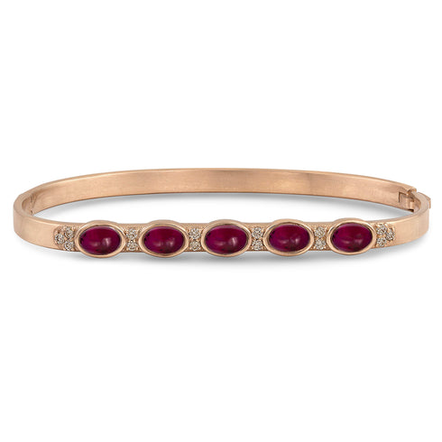 Dominique Cohen custom-fit gemstone cabochon bangle in garnet + champagne diamonds <span class='visuallyhidden'>Call or text 323-404-2959 if you need shopping assistance.</span>