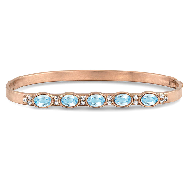 Dominique Cohen custom-fit gemstone bangle in aquamarine + white diamonds <span class='visuallyhidden'>Call, text 323-404-2959 for shop help.</span>