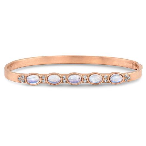Dominique Cohen custom-fit gemstone cabochon bangle in moonstone + white diamonds <span class='visuallyhidden'>Call, text 323-404-2959 for shop help.</span>