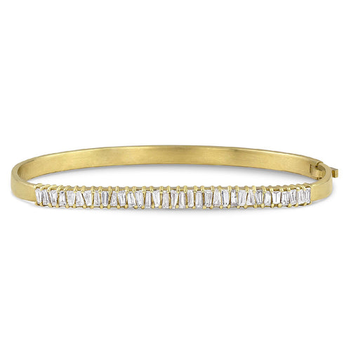 tapered diamond baguettes custom fitted bangle, head-on view <span class='visuallyhidden'>Call or text 323-404-2959 if you need shopping assistance.</span>