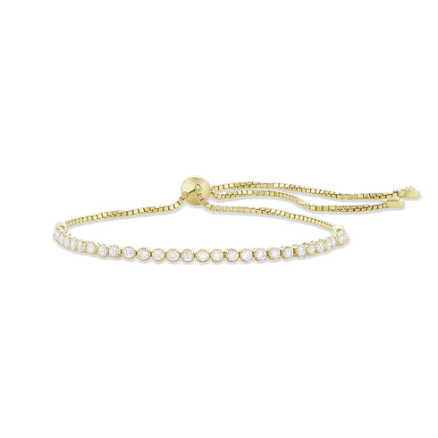 adjustable length diamond delicate tennis bracelet with box chain and lariat slide-style closure <span class='visuallyhidden'>Call, text 323-404-2959 for shopping help.</span>