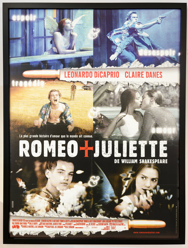 Romeo + Juliet Leonardo DiCaprio + Claire Danes,<br>shown framed, under plexiglass, on our in-store gallery wall <span class='visuallyhidden'>Call or text 323-404-2959 if you need shopping assistance.</span>
