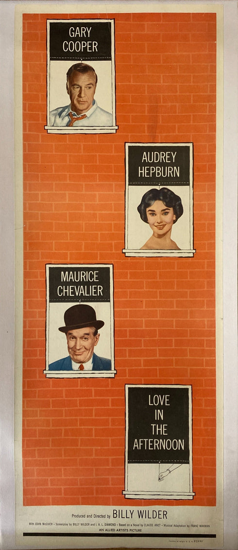 Love in the Afternoon original, limited edition Insert Card movie poster,<br>circa 1957,<br>very good condition <span class='visuallyhidden'>Call or text 323-404-2959 if you need shopping assistance.</span>