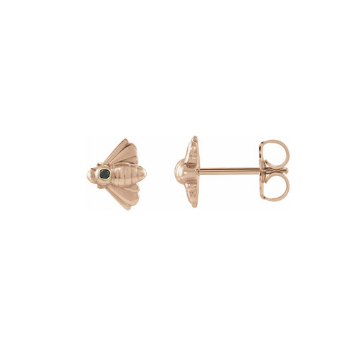 petite bee black diamond rose gold stud earring <span class='visuallyhidden'>Call or text 323-404-2959 for shopping assistance.</span>