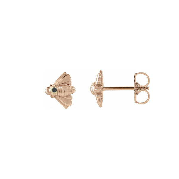 petite bee black diamond rose gold stud earring <span class='visuallyhidden'>Call or text 323-404-2959 for shopping assistance.</span>