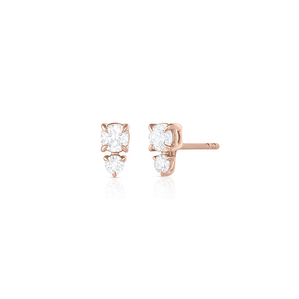 diamond stack stud earrings,<br>set larger stone over smaller to flatter facial lines <span class='visuallyhidden'>Call or text 323-404-2959 if you need shopping assistance.</span>