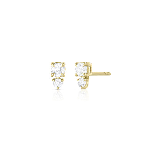 diamond stack stud earrings,<br>set larger stone over smaller to flatter facial lines <span class='visuallyhidden'>Call or text 323-404-2959 if you need shopping assistance.</span>