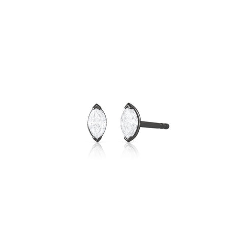 marquise cut diamond stud earrings<br>with bezel setting raised corners <span class='visuallyhidden'>Call or text 323-404-2959 if you need shopping assistance.</span>