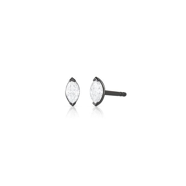 marquise cut diamond stud earrings<br>with bezel setting raised corners <span class='visuallyhidden'>Call or text 323-404-2959 if you need shopping assistance.</span>