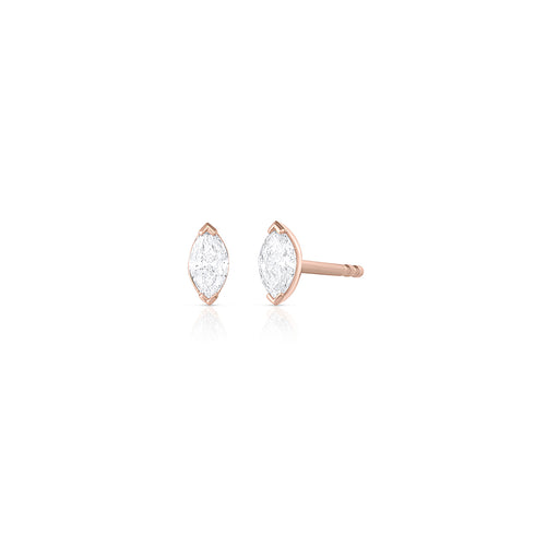 marquise cut diamond stud earrings<br>with bezel setting raised corners <span class='visuallyhidden'>Call or text 323-404-2959 if you need shopping assistance.</span>