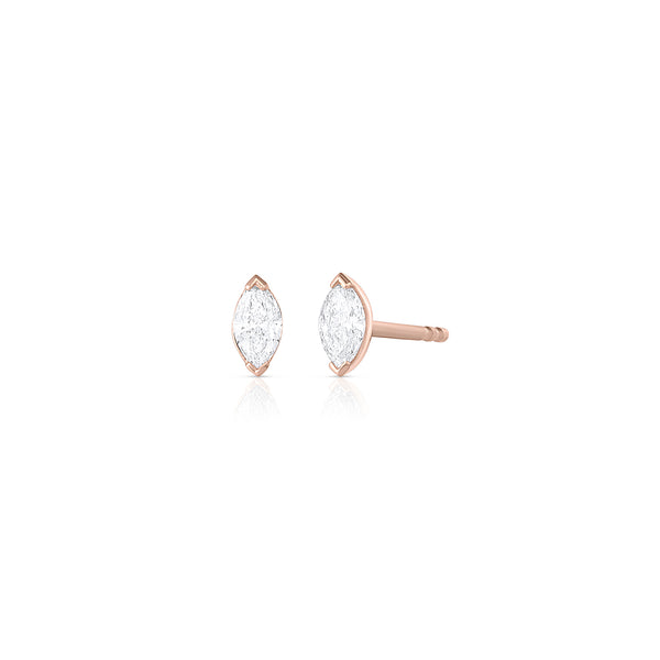 marquise cut diamond stud earrings<br>with bezel setting raised corners <span class='visuallyhidden'>Call or text 323-404-2959 if you need shopping assistance.</span>