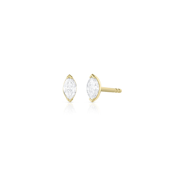 marquise cut diamond stud earrings<br>with bezel setting raised corners <span class='visuallyhidden'>Call or text 323-404-2959 if you need shopping assistance.</span>