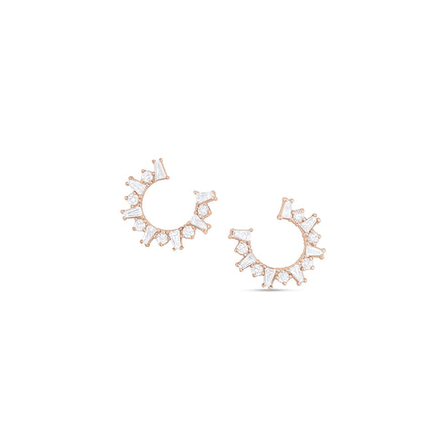 diamond baguettes open circle post earring, in rose gold <span class='visuallyhidden'>Call, text 323-404-2959 for shopping help.</span>
