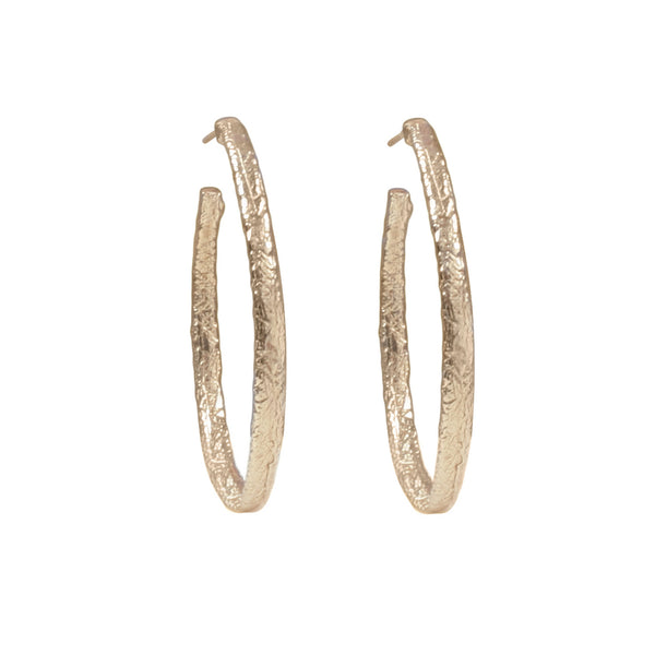 1-inch open hoop solid gold earrings<br>in 18k rose gold <span class='visuallyhidden'>Phone or text 323-404-2959 for shopping assistance</span>