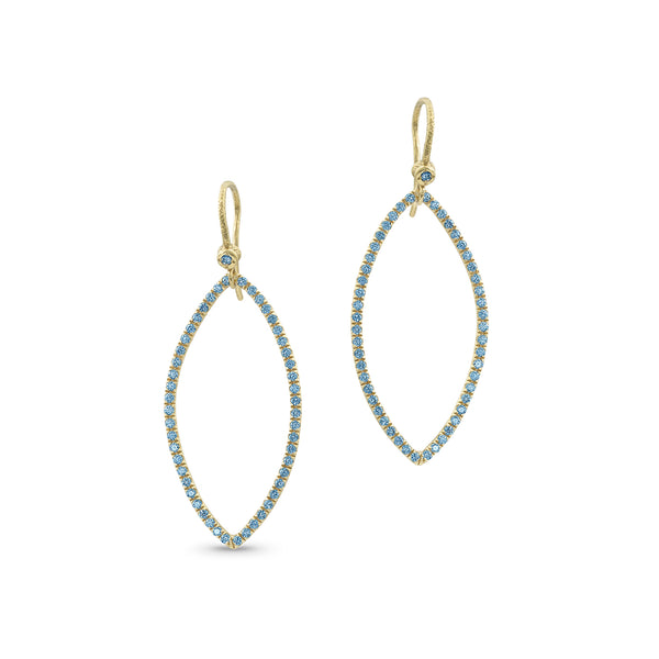 marquise open halo earring, in blue diamonds + yellow gold<br>a best-selling style! <span class='visuallyhidden'>Call or text 323-404-2959 if you need shopping assistance.</span>