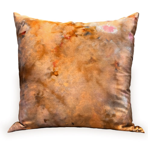 large square throw pillow in double hand dyed silk,<br>brazil nut + bubblegum,<br>quality decor for your laid back luxe lifestyle <span class='visuallyhidden'>Call or text 323-404-2959 for shopping assistance.</span>