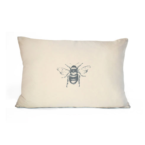 silk accent pillow with silk-screened bee,<br>exclusively at Dominique Cohen <span class='visuallyhidden'>Call or text 323-404-2959 if you need shopping assistance.</span>