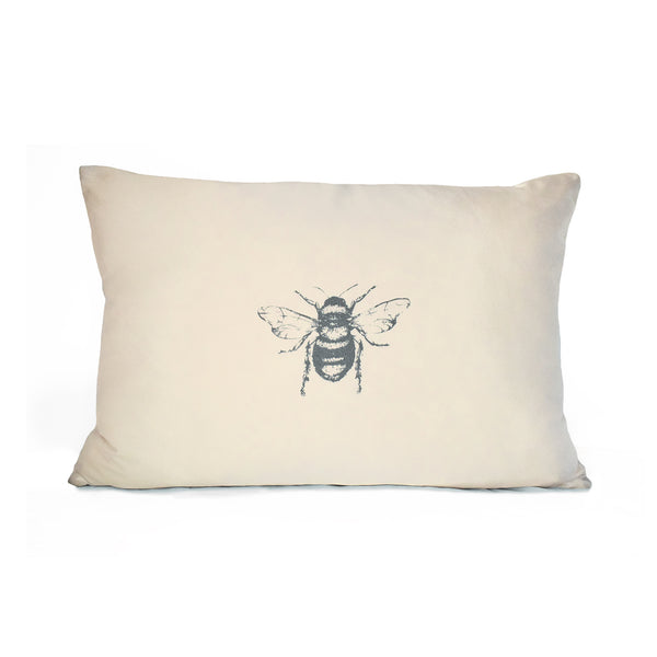 silk accent pillow with silk-screened bee,<br>exclusively at Dominique Cohen <span class='visuallyhidden'>Call or text 323-404-2959 if you need shopping assistance.</span>